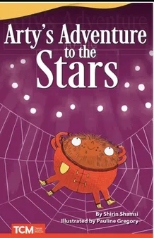 Book cover of Arty’s Adventure to the Stars: a spider swinging toward a starry sky