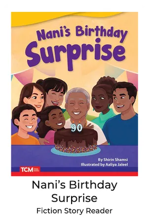 Book cover of Nani’s Birthday Surprise: a family celebrating with a cake